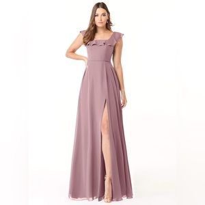 Azazie Jinny in dusty rose NEEDS DRY CLEAN slight staining size A2 not custom